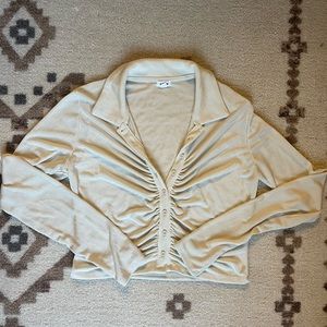 Garage Long Sleeve Cream Collared Top